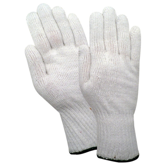 1120 White 100% Poly Seamless Knit Gloves, Snug Fit Wrist, Sizes S-XL