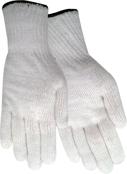 1120 White 100% Poly Seamless Knit Gloves, Snug Fit Wrist, Sizes S-XL