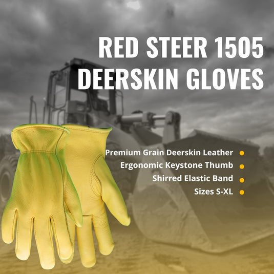 1505 PREMIUM GOLDEN GRAIN DEERSKIN GLOVES - SIZE S-XL