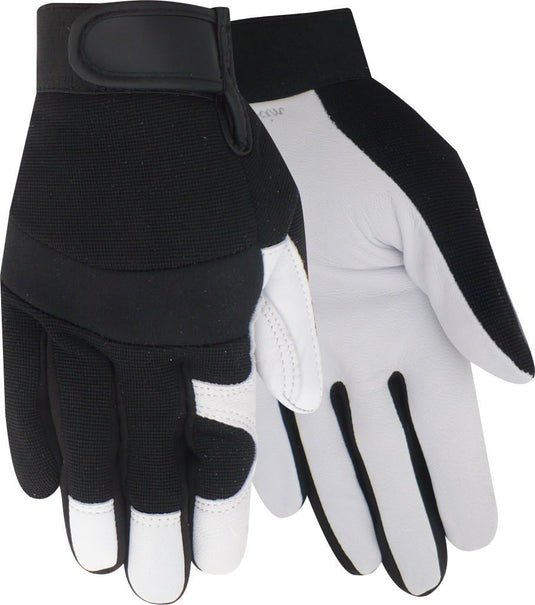 1523 Durable Grain Goatskin Leather Palm, Forefinger and Fingertips Gloves, Velcro Wrist, Sizes M-XL