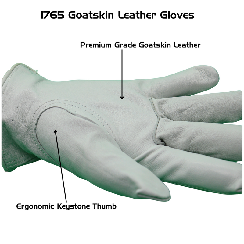 Load image into Gallery viewer, 1765 Red Steer Premium Grade Goatskin Leather Gloves, Keystone Thumb, Shirred Elastic Wrist, Sizes XS-XL
