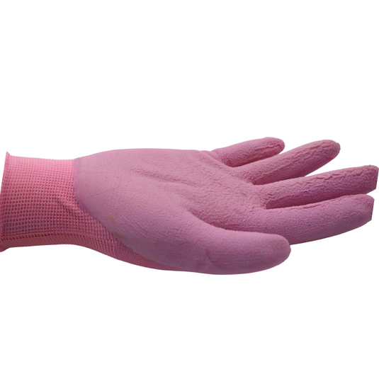 A207 FLOWERTOUCH® Foam Natural Rubber Palm, Light Knit Liner, Pink, Sizes S-L