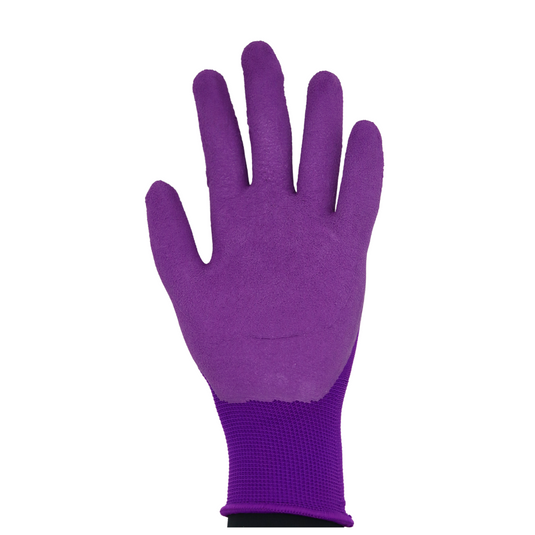 A207 FLOWERTOUCH® Foam Natural Rubber Palm, Light Knit Liner, Purple, Sizes S-L