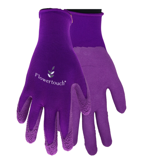 A207 FLOWERTOUCH® Foam Natural Rubber Palm, Light Knit Liner, Purple, Sizes S-L