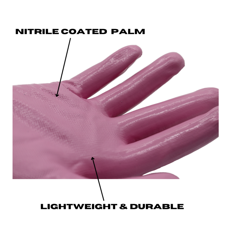 Load image into Gallery viewer, A208 FLOWERTOUCH® Clear Nitrile Bubbles Pink and Purple, Light Nylon Knit Liner, Sizes S-L
