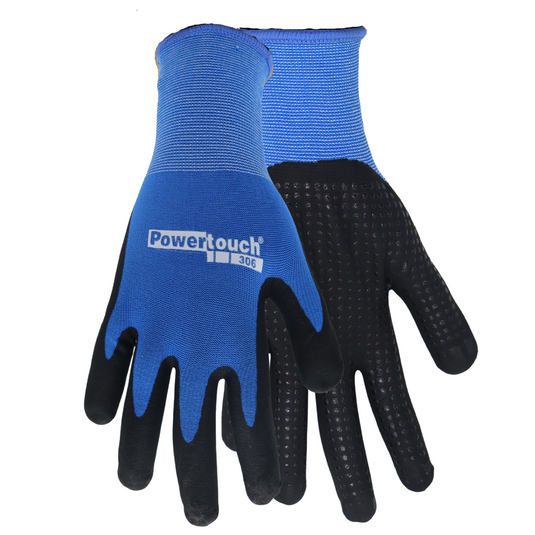 TA306 POWERTOUCH NYLON LINER FOAM NITRILE PALM PVC DOT GLOVES