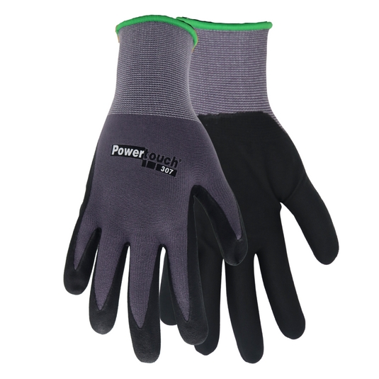 T307 POWERTOUCH Sandy Nitrile Breathable 13 Gauge Knit Shell, Snug Fit Wrist, Sizes S-XXL