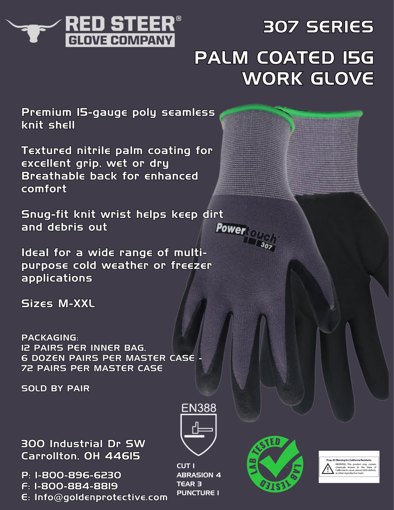 Load image into Gallery viewer, T307 POWERTOUCH Sandy Nitrile Breathable 13 Gauge Knit Shell, Snug Fit Wrist, Sizes S-XXL
