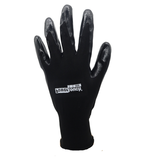 A369B BLACK NITRILE PALM DIP WITH BLACK NYLON