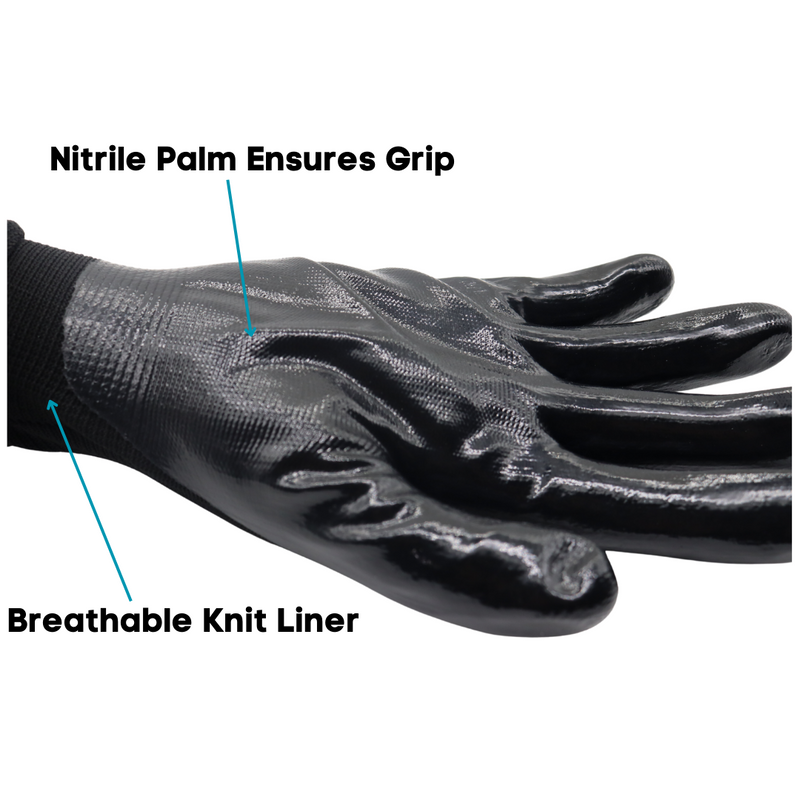 Load image into Gallery viewer, A369B BLACK NITRILE PALM DIP WITH BLACK NYLON
