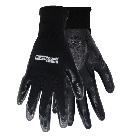 A369B BLACK NITRILE PALM DIP WITH BLACK NYLON