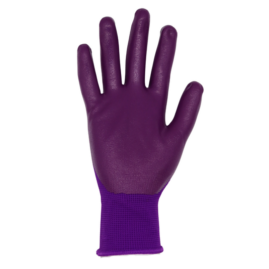 Red Steer A369 Flowertouch Lawn & Garden Gloves, Nitrile Palm, Purple, Sizes S-L