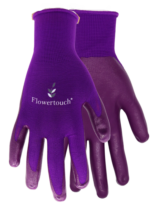 Red Steer A369 Flowertouch Lawn & Garden Gloves, Nitrile Palm, Purple, Sizes S-L