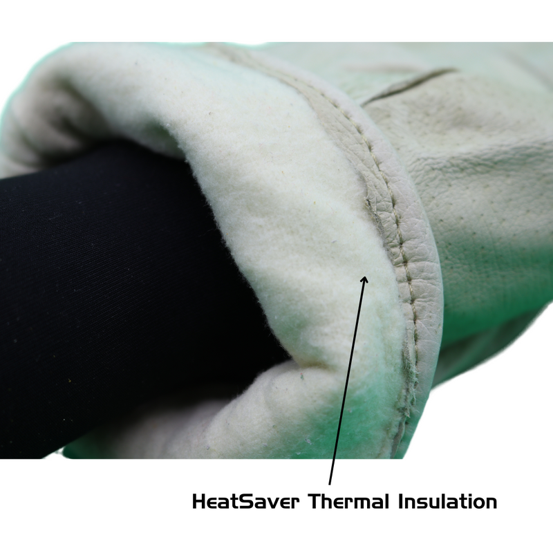 Load image into Gallery viewer, Grain Pigskin 5670 Heatsaver Lined Gloves, Self Hemmed Leather Cuff, Sizes M-XL
