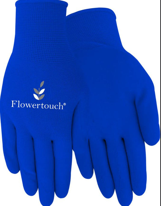 A207 FLOWERTOUCH® Foam Natural Rubber Palm, Light Knit Liner, Blue, Sizes S-L