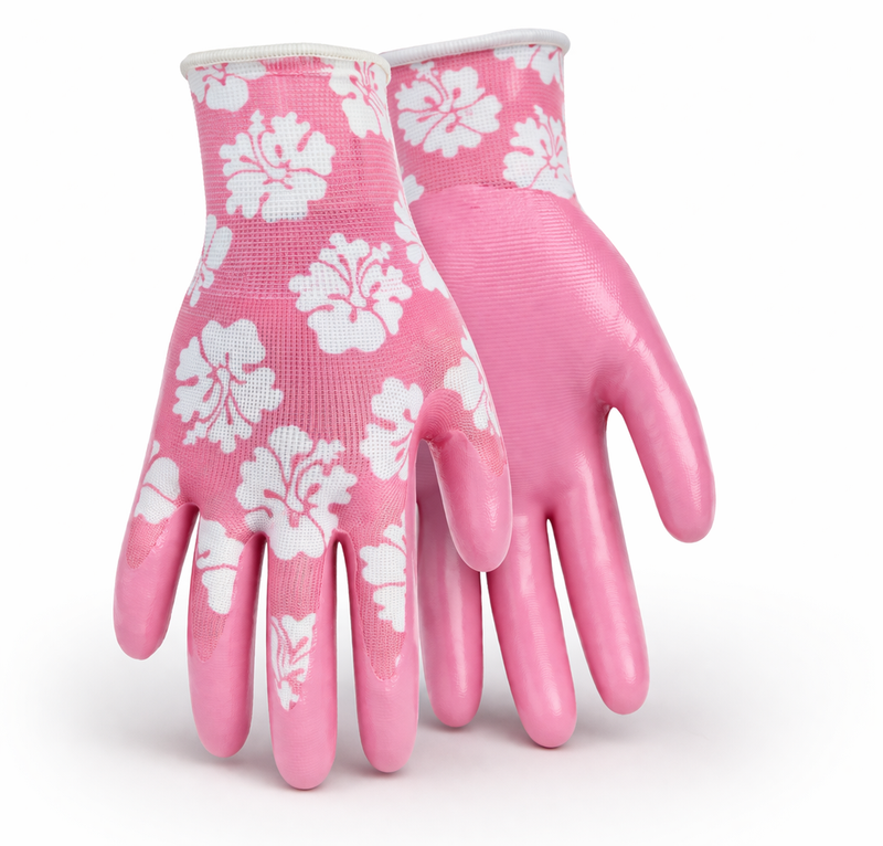 Load image into Gallery viewer, A209 FLOWERTOUCH Clear Hibiscus Flower Pattern Gloves, Nylon Knit Liner, Sizes S-L
