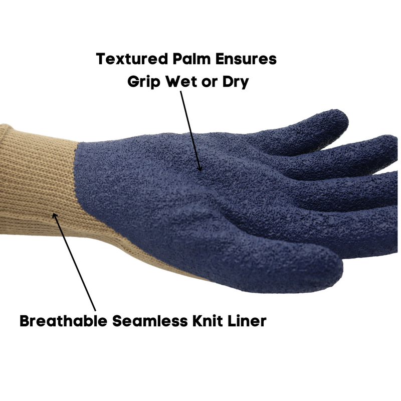 Load image into Gallery viewer, A300B Powergrip Rubber Palm 13 Gauge Gloves, Seamless Knit Liner, Brown/Black, Sizes M-XL
