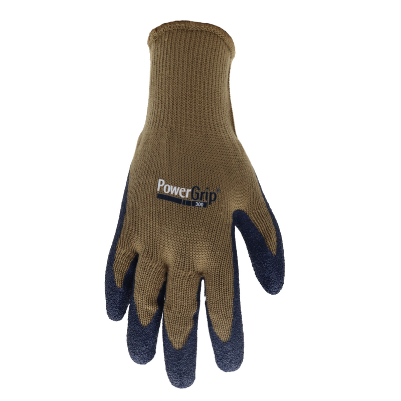 Load image into Gallery viewer, A300B Powergrip Rubber Palm 13 Gauge Gloves, Seamless Knit Liner, Brown/Black, Sizes M-XL
