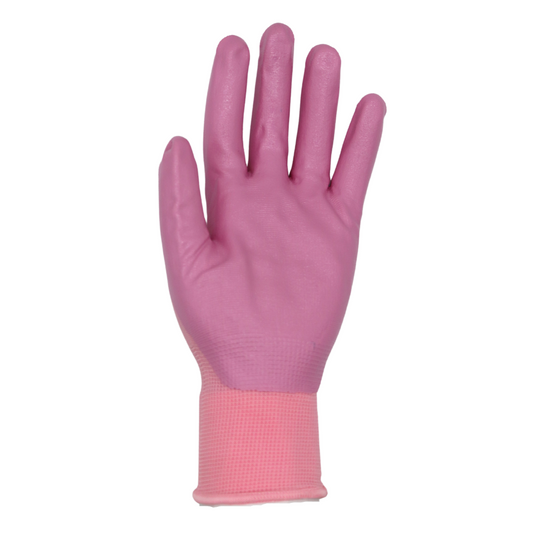 Red Steer A369 Flowertouch Lawn & Garden Gloves, Nitrile Palm, Pink, Sizes S-L