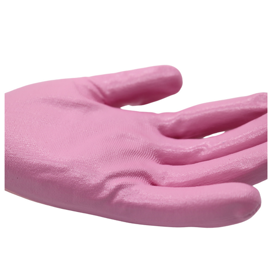 Red Steer A369 Flowertouch Lawn & Garden Gloves, Nitrile Palm, Pink, Sizes S-L