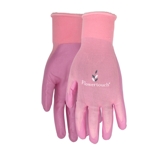 Red Steer A369 Flowertouch Lawn & Garden Gloves, Nitrile Palm, Pink, Sizes S-L