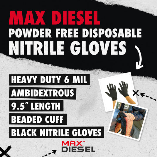 70001 MAX DIESEL - BLACK NITRILE - POWDER FREE - 6 MIL - 100/BOX