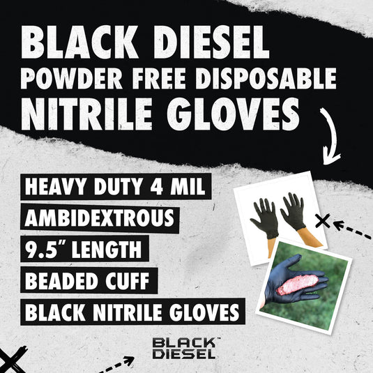 70000 BLACK DIESEL™ BLACK NITRILE - POWDER FREE - 4 MIL - 100/BOX