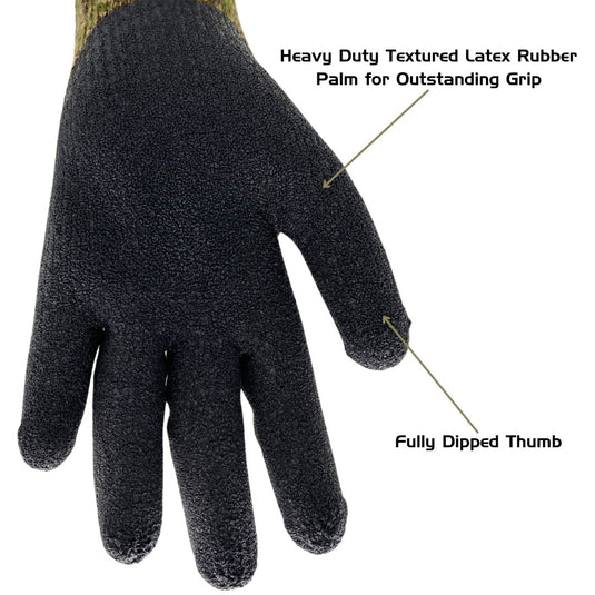 A313 Chilly Grip Camo Thermal Knit Liner, Rubber Palm, Sizes S-XL