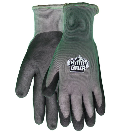 A320 Chilly Grip® H2O Water Resistant Gray Gloves, Thermal Liner, Black Nitrile Coated Palm, Sizes S-XL