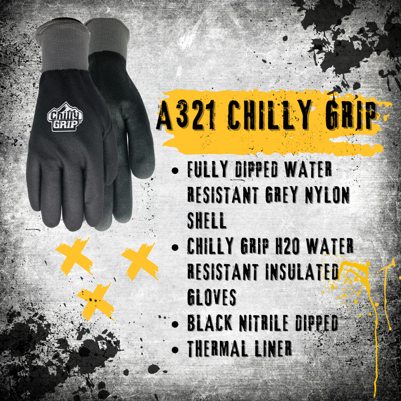 Load image into Gallery viewer, A321 Chilly Grip® H2O Waterproof Fully Dipped Nylon Shell Insulated Gloves, Sizes S-XXL
